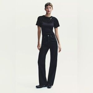 ZARA HIGH RISE - WIDE LEG - FULL LENGTH JEANS